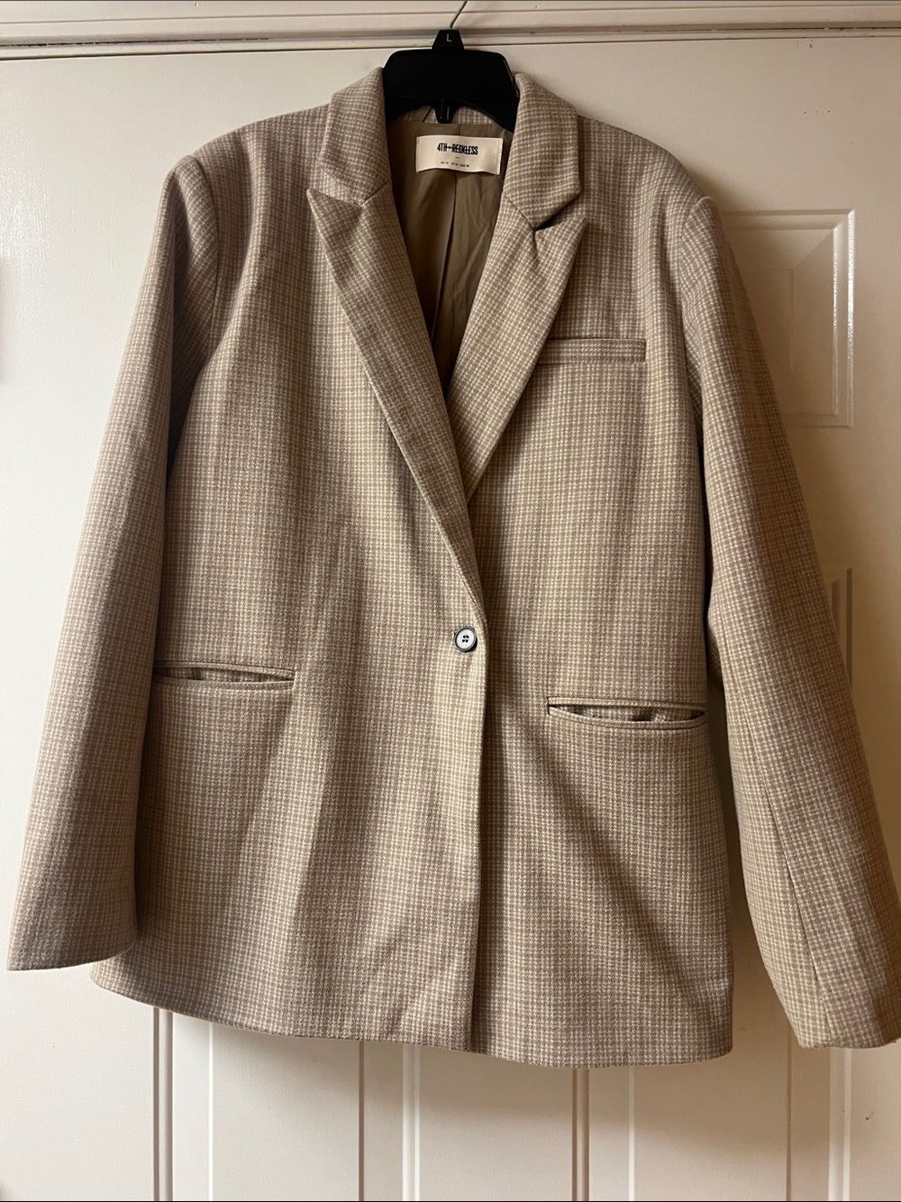 4th & Reckless Women's Blazer Jacket in Taupe Plaid Revolve